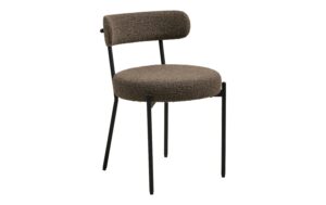 House Nordic Stuhl Badalona, 2er Set Hellbraun, Polyester, Stahl, Sperrholz