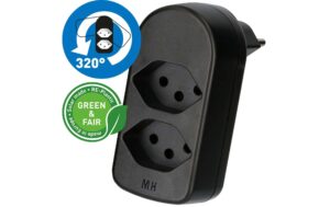 1941937 - Mediatech Abzweigstecker maxADAPT 2xT13, drehbar drehbar 320°, schwarz, Green & Fair