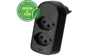 1941937_2 - Mediatech Abzweigstecker maxADAPT 2xT13, drehbar drehbar 320°, schwarz, Green & Fair