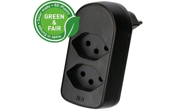 1941937_2 - Mediatech Abzweigstecker maxADAPT 2xT13, drehbar drehbar 320°, schwarz, Green & Fair