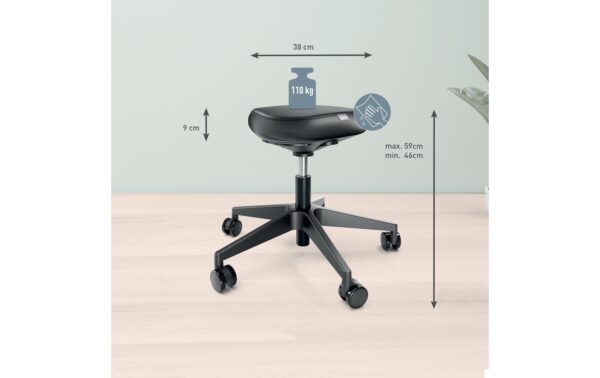 Leitz Ergonomischer Sitzhocker schwarz, mit Rollen, Balance Komfortsitz
