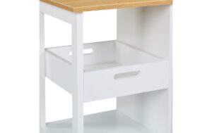 relaxdays Servierwagen mit Arbeitsplatte MDF, Walnuss, 85x68,5x38,5cm, Weiss