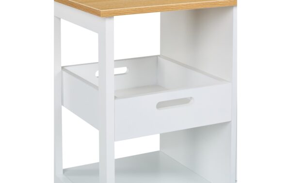 relaxdays Servierwagen mit Arbeitsplatte MDF, Walnuss, 85x68,5x38,5cm, Weiss