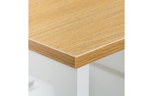 relaxdays Servierwagen mit Arbeitsplatte MDF, Walnuss, 85x68,5x38,5cm, Weiss