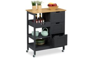 relaxdays Servierwagen mit Arbeitsplatte MDF, Walnuss, 85x68,5x38,5cm, Anthr. kaufen Schweiz | Mediatech.ch