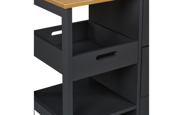 relaxdays Servierwagen mit Arbeitsplatte MDF, Walnuss, 85x68,5x38,5cm, Anthr.