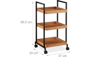 1947520_1 - Mediatech relaxdays Servierwagen mit 3 Etagen Bambus, 69,5 x 37 x 34 cm