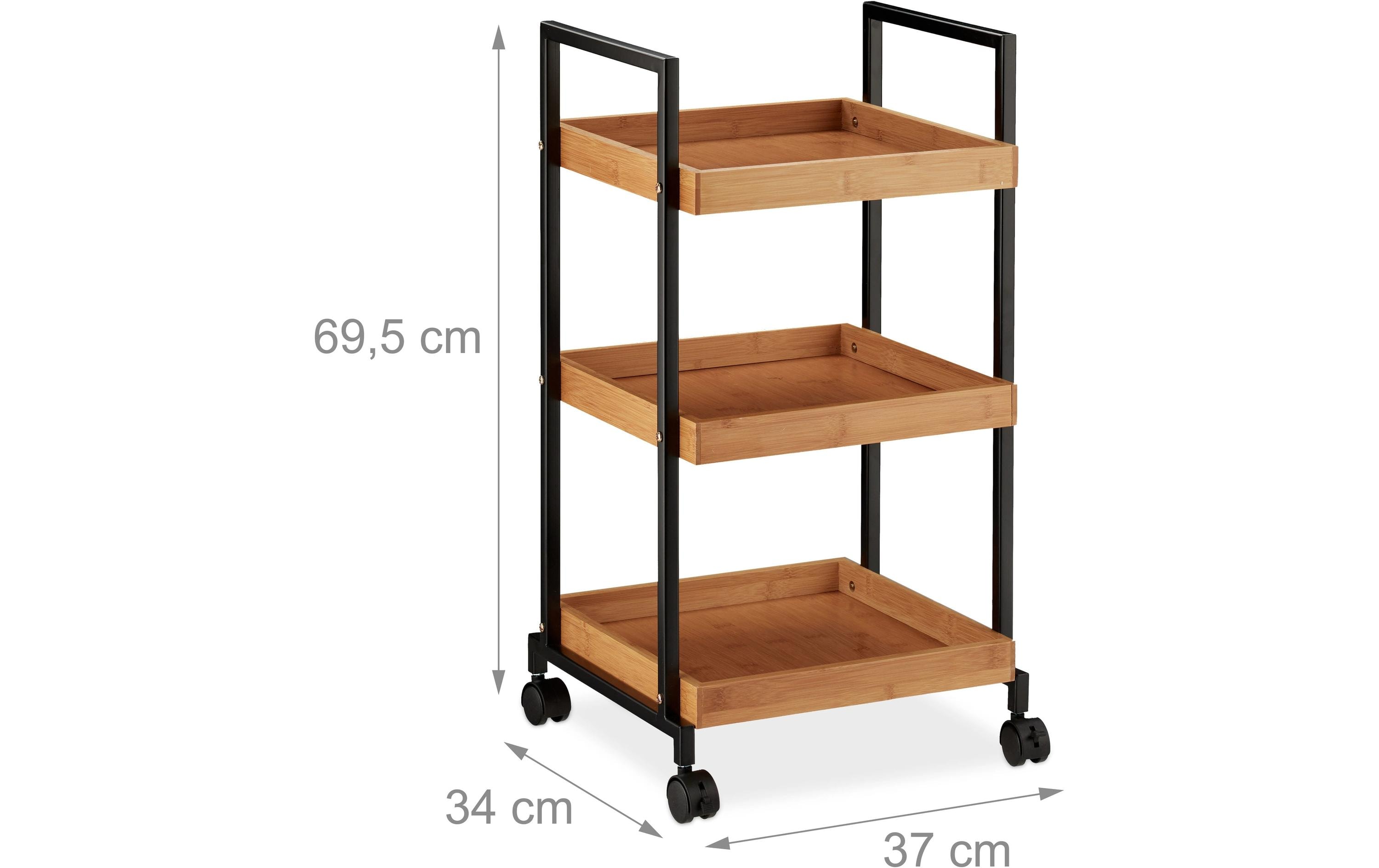 1947520_1 - Mediatech relaxdays Servierwagen mit 3 Etagen Bambus, 69,5 x 37 x 34 cm