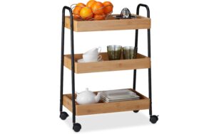 relaxdays Servierwagen Bambus, 70 x 49,5 x 28 cm