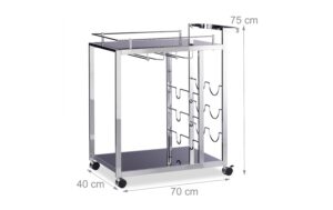 relaxdays Servierwagen Baron Stahl/Glas, 75 x 40 x 70 cm