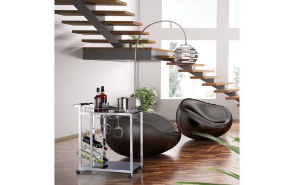 relaxdays Servierwagen Baron Stahl/Glas, 75 x 40 x 70 cm