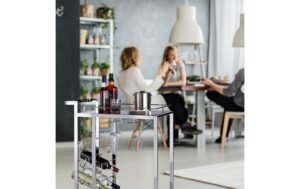 relaxdays Servierwagen Baron Stahl/Glas, 75 x 40 x 70 cm