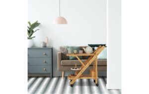 relaxdays Servierwagen mit 2 Ablagen Bambus, 70 x 40,5 x 65 cm