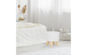 relaxdays Sitzhocker MDF/Kiefer, 30 x 30 cm, Weiss
