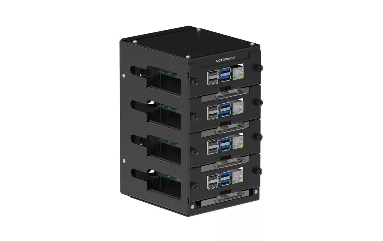 1953435 - Mediatech Raspberry Pi Tower Gehäuse U6183, schwarz für bis zu 4x Raspberri Pi alle Modelle kaufen Schweiz | Mediatech.ch