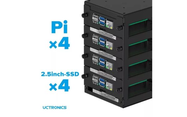 1953435_2 - Mediatech Raspberry Pi Tower Gehäuse U6183, schwarz für bis zu 4x Raspberri Pi alle Modelle