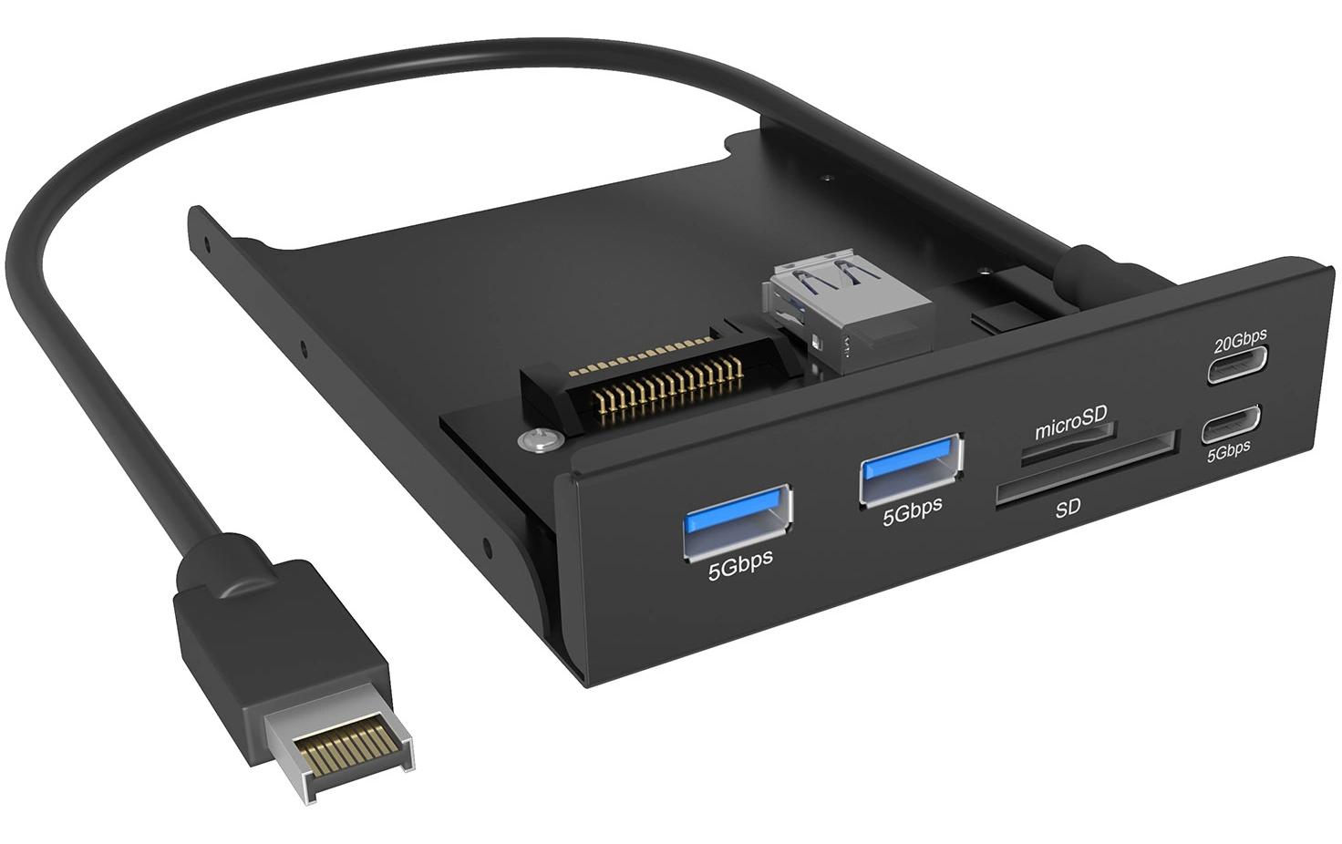 1954603 - Mediatech ICY BOX IB-HUB1419-i3, 2x Type-C, 2x Type-A mit USB Type-C®/Type-A Hub & Kartenleser