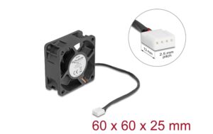 Delock Gehäuselüfter 60x60x25mm, 24V Axiallüfter, schwarz, 24V DC