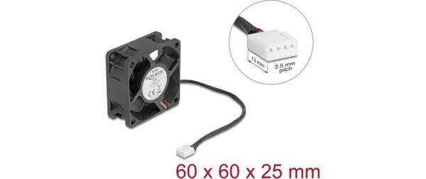 Delock Gehäuselüfter 60x60x25mm, 24V Axiallüfter, schwarz, 24V DC