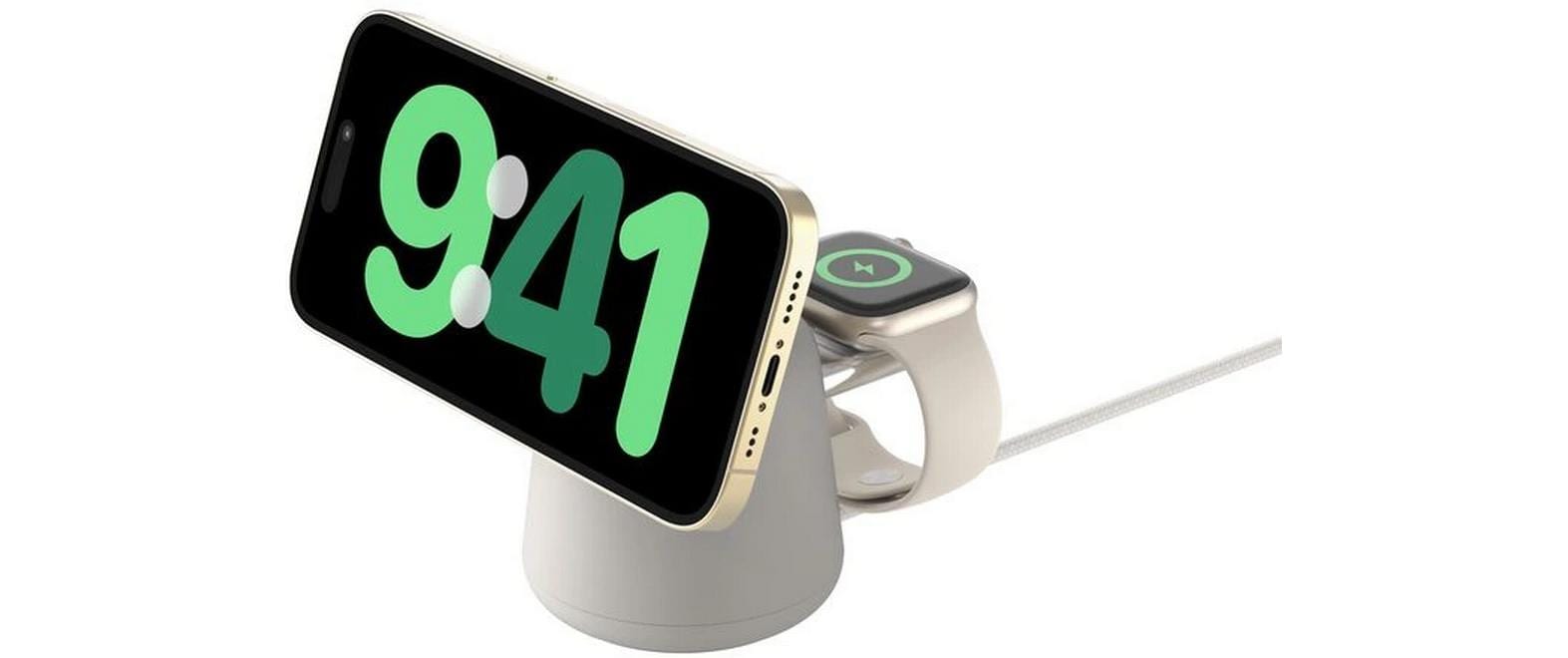 1958705 - Mediatech Belkin BoostCharge 2in1 15W ladestation 15W, Sand