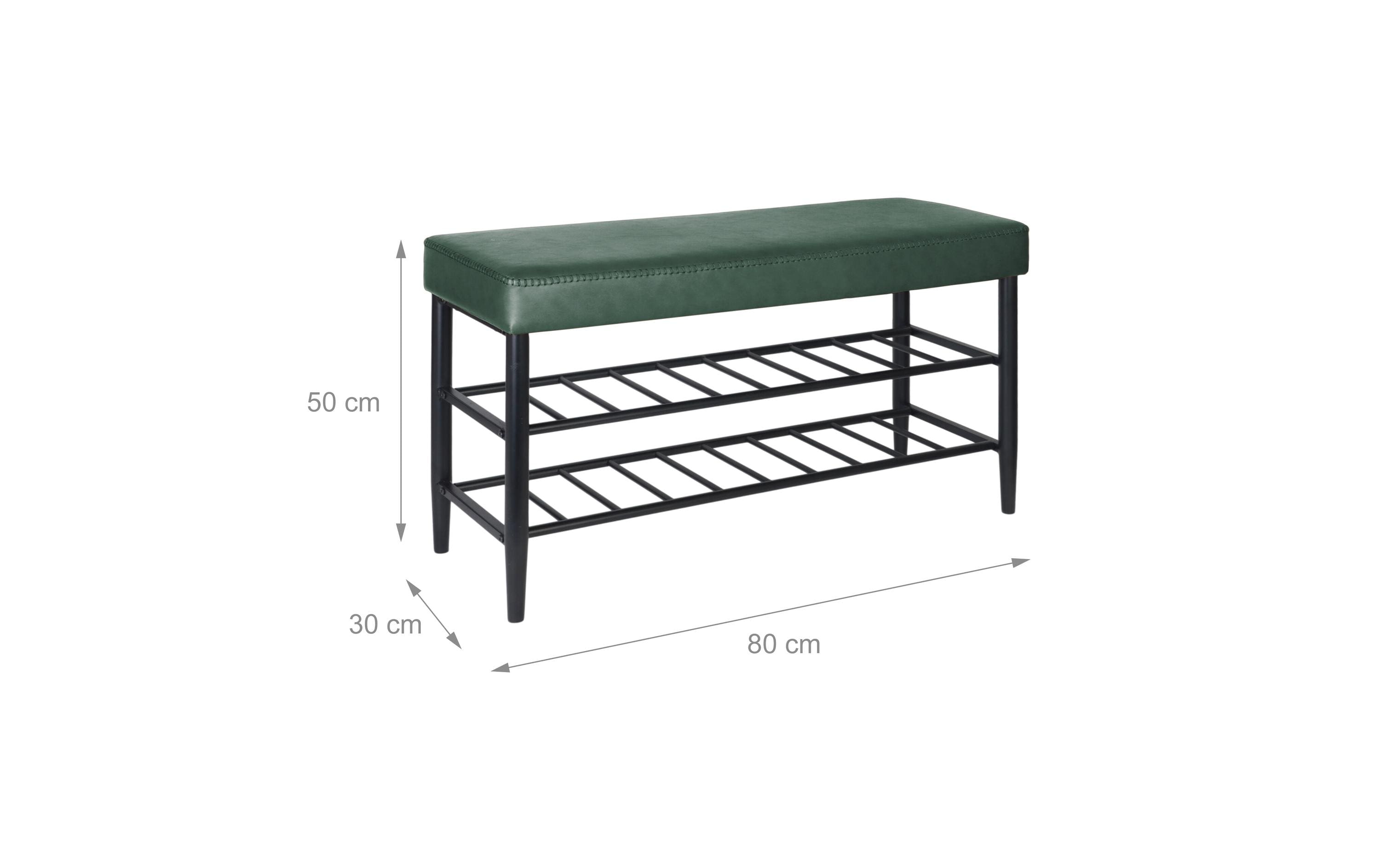 1967563_1 - Mediatech relaxdays Schuhbank mit 2 Ablagen 50 x 80 x 30 cm, Grün