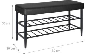 1967565_1 - Mediatech relaxdays Schuhbank mit 2 Ablagen 50 x 80 x 30 cm, Schwarz