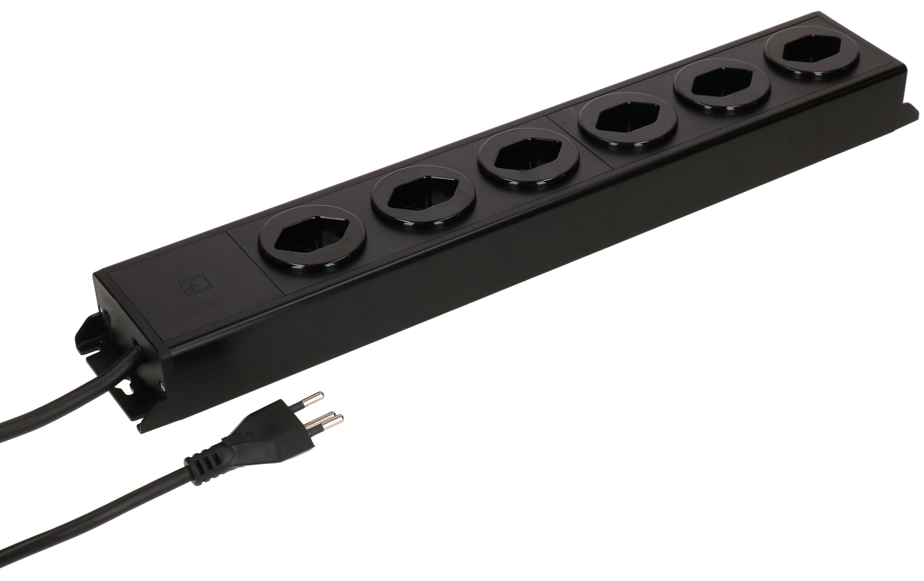 1970734 - Mediatech Max Hauri Steckdosenleiste Power Line 6x Typ 13 schwarz/schwarz 1.5m kaufen | Mediatech.ch