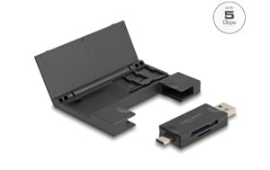 Delock USB-C und A Card Reader, 5Gbps für SD & Micro SD, mit Speicherkarten Etui