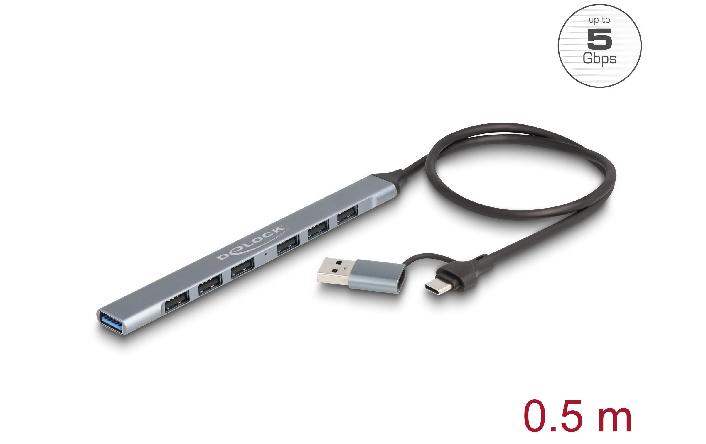 1980148_1 - Mediatech Delock USB-C Hub, 7 Port 6xUSB-A 2.0, 1xUSB-A 3.2