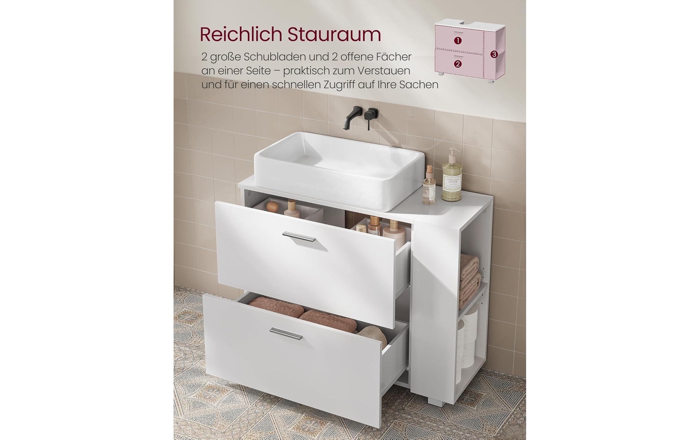 1981853_1 - Mediatech Vasagle Waschbeckenschrank, Weiss 80x30x64 cm (BxHxT), MDF