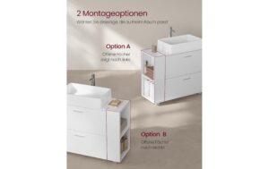 1981853_2 - Mediatech Vasagle Waschbeckenschrank, Weiss 80x30x64 cm (BxHxT), MDF