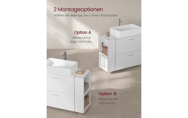 1981853_2 - Mediatech Vasagle Waschbeckenschrank, Weiss 80x30x64 cm (BxHxT), MDF