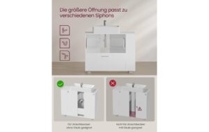 1981853_3 - Mediatech Vasagle Waschbeckenschrank, Weiss 80x30x64 cm (BxHxT), MDF
