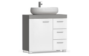 Vasagle Waschbeckenschrank, Weiss-Grau 70x30x64 cm (BxHxT), MDF