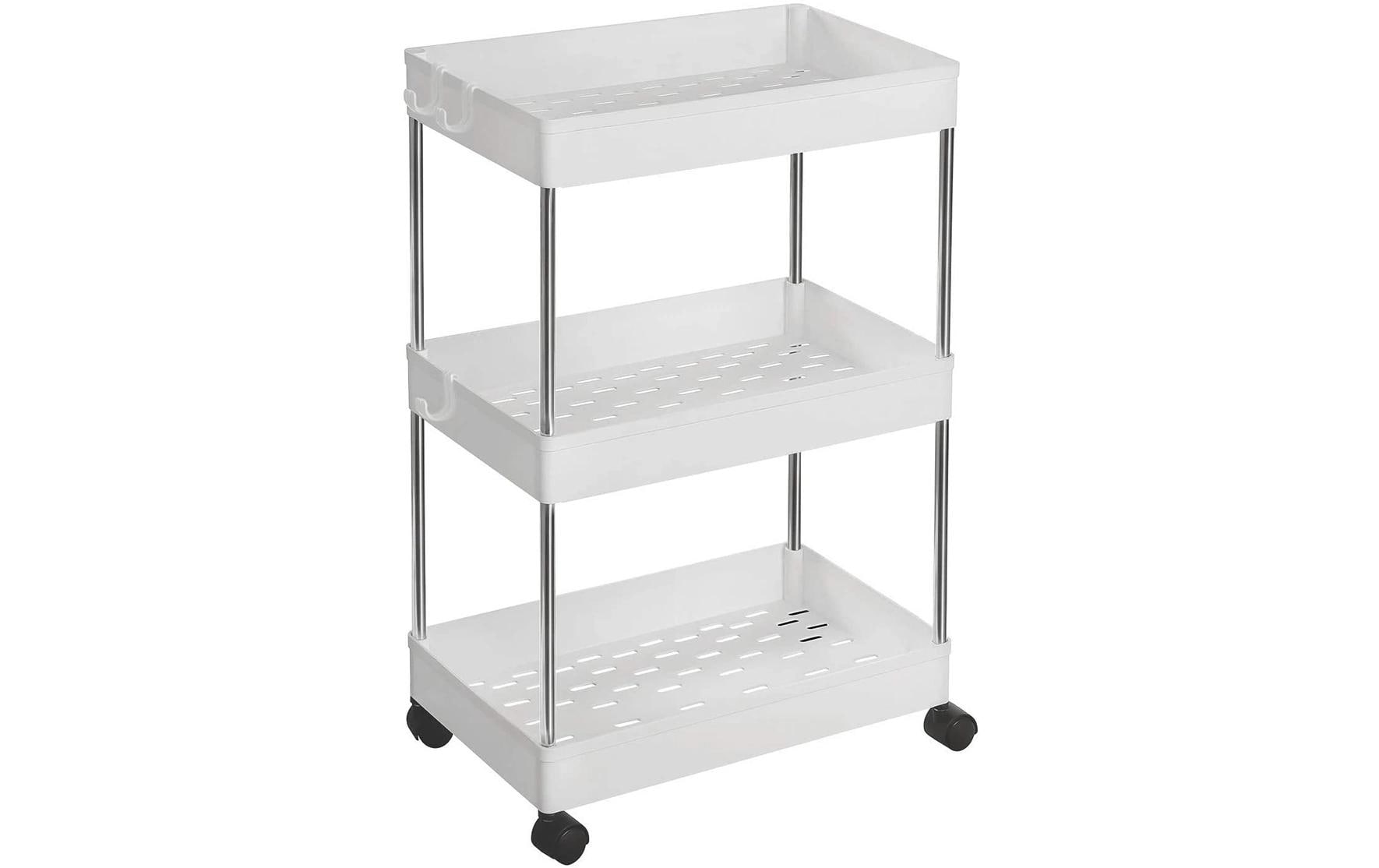 1981882 - Mediatech Songmics Nischenwagen,3 Ablagen, Weiss 42x23.6x60.6 cm (LxBxH), Kunststoff, Stahl