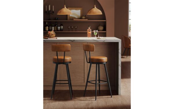 Vasagle Barhocker, 2er Set, Braun-Schwarz 56x101.3 cm (DxH), Kunstleder, Eisen, etc.