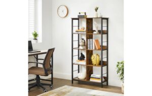 1981909_2 - Mediatech Vasagle Regal Vintagebraun-Schwarz 80x33x149 cm (LxBxH), Holz, Stahl
