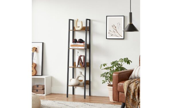 1981910_2 - Mediatech Vasagle Regal Vintagebraun-Schwarz,4 Ebenen 33.8x30x140 cm (LxBxH), Holz, Stahl