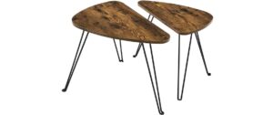 Vasagle Beistelltisch, Schwarz-Braun 60x38x47.5 cm (LxBxH), Holz, Stahl