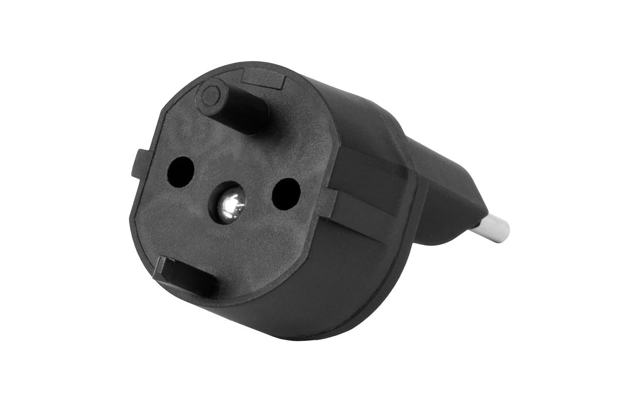 1985740_1 - Mediatech Fixadapter 3-Pol Deutsch auf Stecker CH T11 schwarz, CEE7 auf T11 dezentral