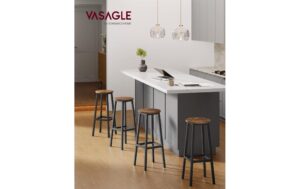 1987809_1 - Mediatech Vasagle Barhocker, 2er Set, Braun-Schwarz 32x74 cm (DxH), Traglast 100 kg