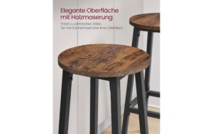1987809_3 - Mediatech Vasagle Barhocker, 2er Set, Braun-Schwarz 32x74 cm (DxH), Traglast 100 kg