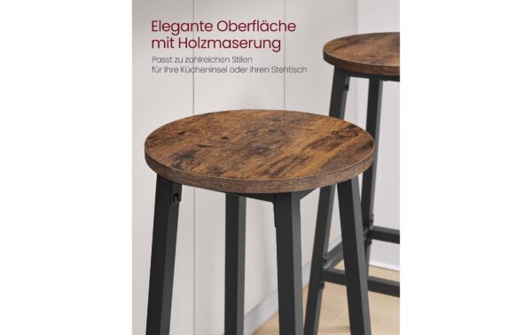 1987809_3 - Mediatech Vasagle Barhocker, 2er Set, Braun-Schwarz 32x74 cm (DxH), Traglast 100 kg