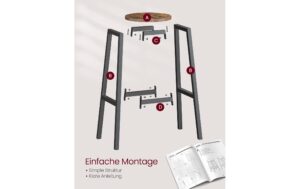 1987809_5 - Mediatech Vasagle Barhocker, 2er Set, Braun-Schwarz 32x74 cm (DxH), Traglast 100 kg