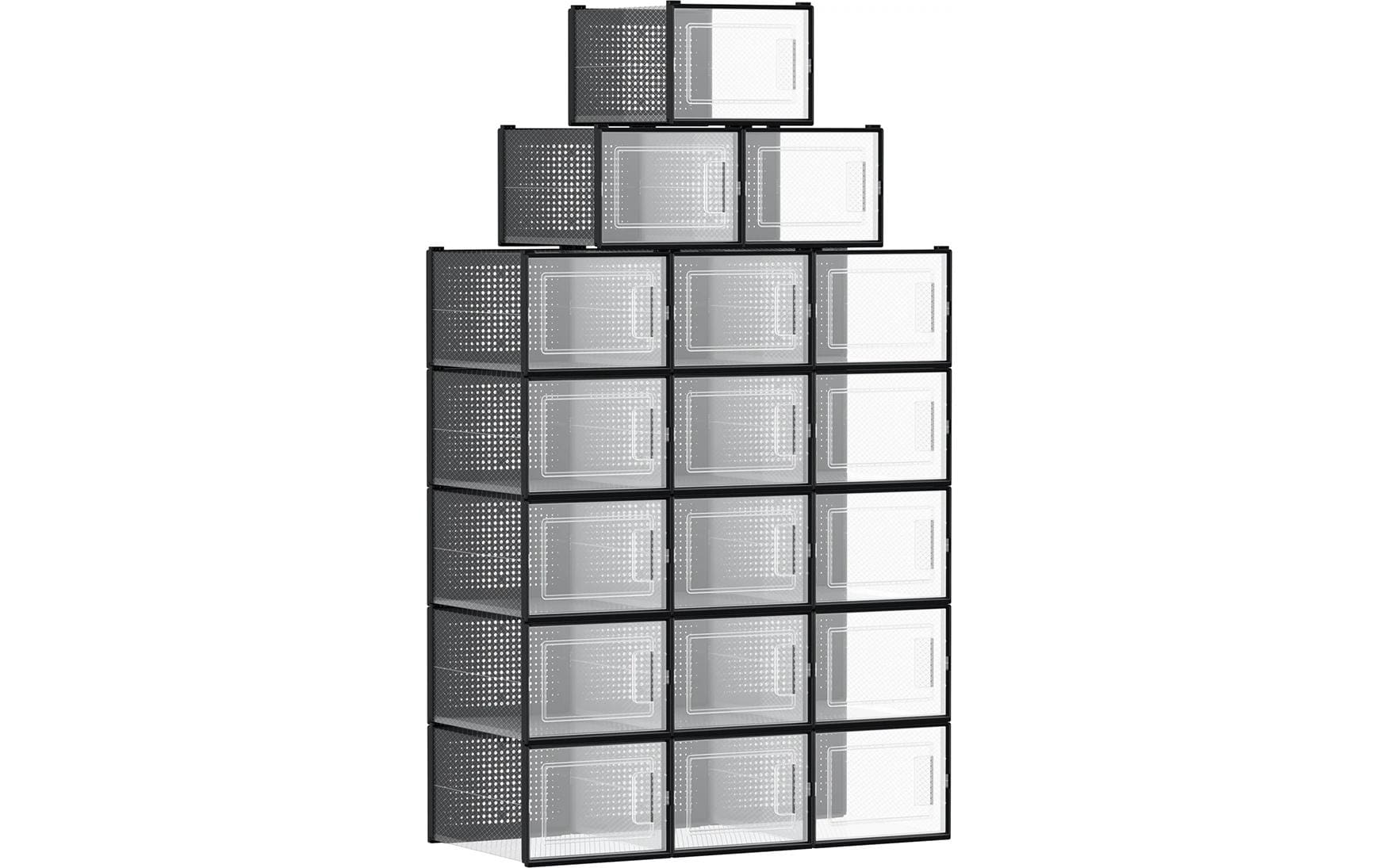 1987824 - Mediatech Songmics Schuhboxen stapelbar, 18er Set Grösse Box,35x25x19 cm, Kunststoff