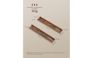 1987828_2 - Mediatech Vasagle Wandregal Braun, 2er Set 60x10x5 cm (LxBxH), MDF