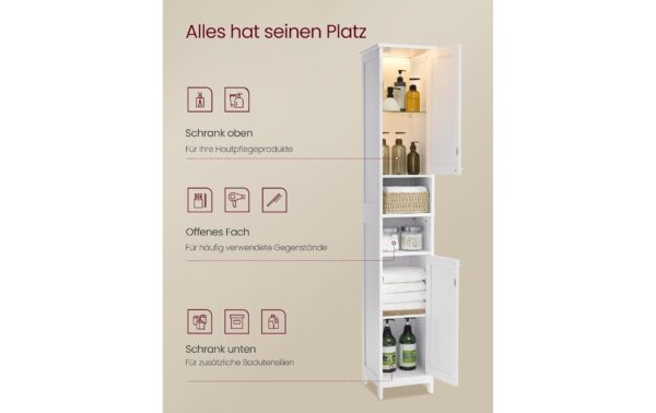 1987835_3 - Mediatech Vasagle Aufbewahrungsschrank mit 2 Türen 30x30x170 cm (LxBxH), MDF, Weiss