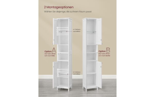 1987835_4 - Mediatech Vasagle Aufbewahrungsschrank mit 2 Türen 30x30x170 cm (LxBxH), MDF, Weiss