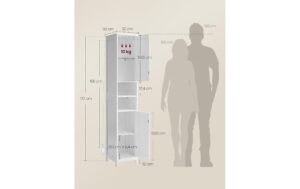 1987835_5 - Mediatech Vasagle Aufbewahrungsschrank mit 2 Türen 30x30x170 cm (LxBxH), MDF, Weiss