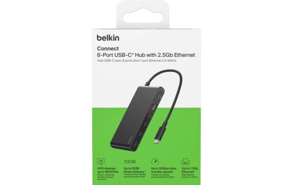 1988627_3 - Mediatech Belkin Connect 8-in-1 USB-C Hub Dual USB-C Ports, Schwarz